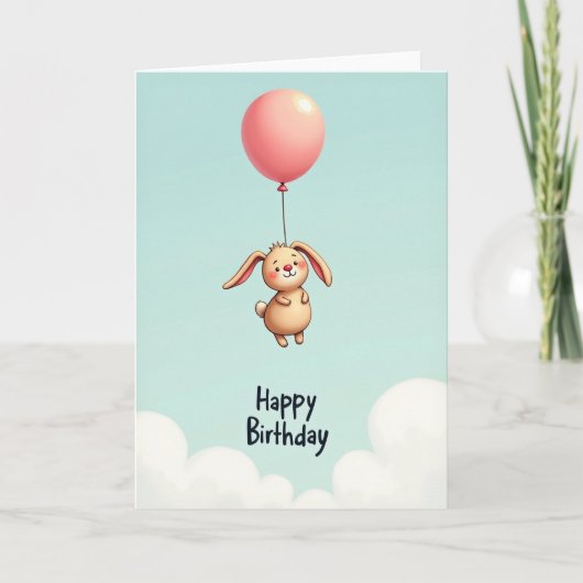 Carte de ballon doux lapin (Devant)