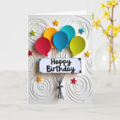 Carte de ballon joyeuse (Fleur jaune)