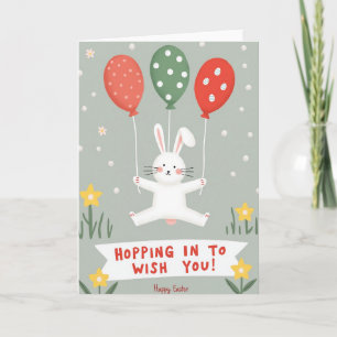 Carte de ballon lapin à pois