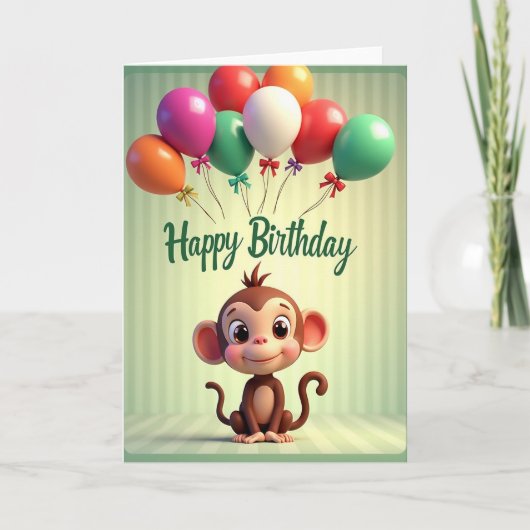 Carte de ballon singe joyeux (Devant)