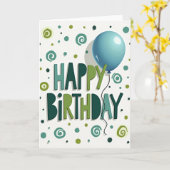 Carte de ballon vert joyeux (Fleur jaune)