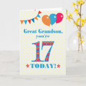 Carte de ballons à bascule Great Grandson 17th Bir (Fleur jaune)