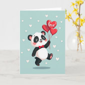 Carte de Ballons d'Amour de Panda Mignon (Fleur jaune)