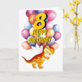 Carte de ballons d'anniversaire Dinosaur T Rex Gol (Fleur jaune)