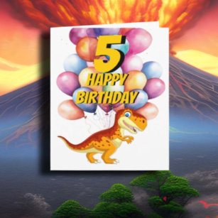 Carte de ballons d'anniversaire Dinosaur T Rex Gol