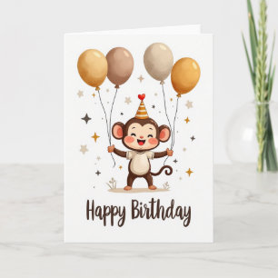 Carte de ballons de singe joyeux
