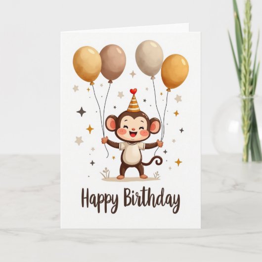 Carte de ballons de singe joyeux (Devant)