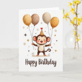 Carte de ballons de singe joyeux (Fleur jaune)