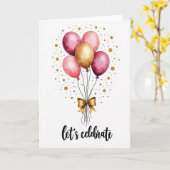 Carte de ballons dorés festifs (Fleur jaune)