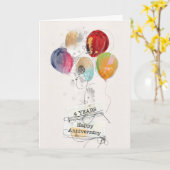 Carte de ballons du 4e anniversaire de l'employé (Fleur jaune)