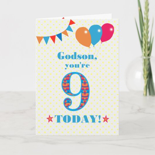 Carte de ballons Godson 9e Anniversaire (Devant)