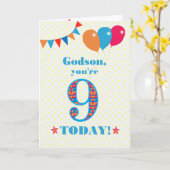 Carte de ballons Godson 9e Anniversaire (Fleur jaune)
