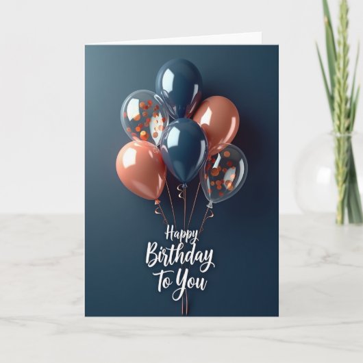 Carte de Ballons Indigo pour Anniversaire (Devant)