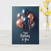 Carte de Ballons Indigo pour Anniversaire (Fleur jaune)