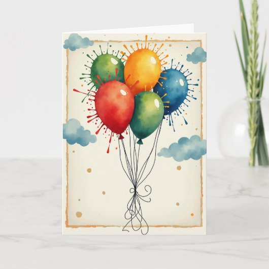 Carte de Ballons Montants Vibrants (Devant)