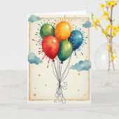 Carte de Ballons Montants Vibrants (Fleur jaune)