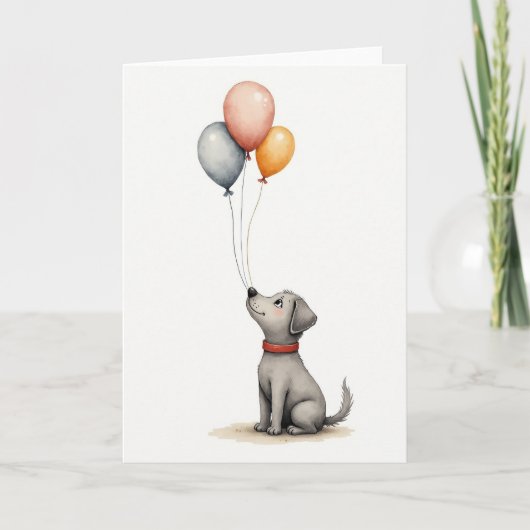 Carte de Ballons pour Chien Joyeux (Devant)