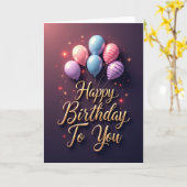 Carte de ballons rayés festifs (Fleur jaune)
