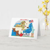 Carte de bande dessinée de l'état de New-York (Fleur jaune)