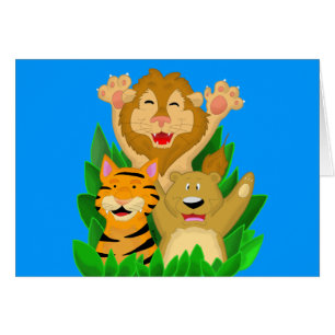 Carte de bande dessinée de tigre et d'ours de lion