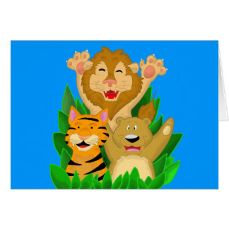 Carte de bande dessinée de tigre et d'ours de lion
