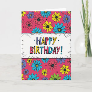 Carte de bannière d'anniversaire florale