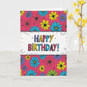 Carte de bannière d'anniversaire florale (Fleur jaune)