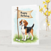 Carte de bannière de chiot mignon (Fleur jaune)