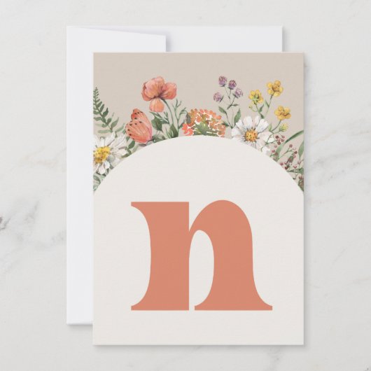 Carte de bannière haut-fauteuil "N" fleur sauvage (Devant)