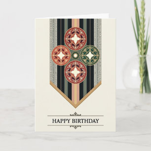 Carte de bannière ornée d'anniversaire joyeux