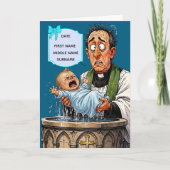 Carte de baptême drôle – Bébé garçon qui pleure (Devant)