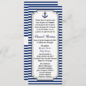 Carte de Baptême Nautique Ancre gris bleu (Devant / Derrière)