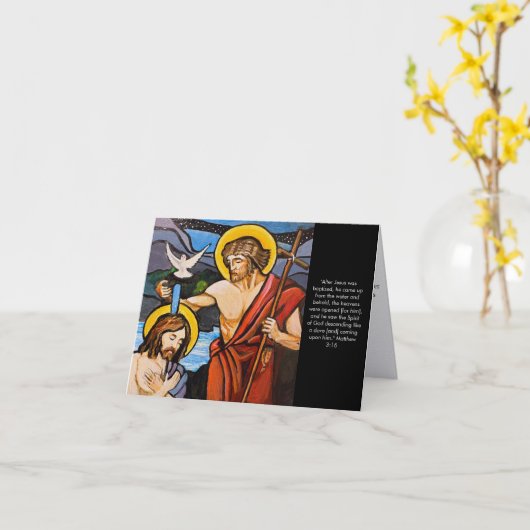 Carte de baptême - Œuvre d'art originale (Fleur jaune)