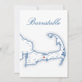 Carte de Barnstable pour table de mariage au Cap C (Devant)