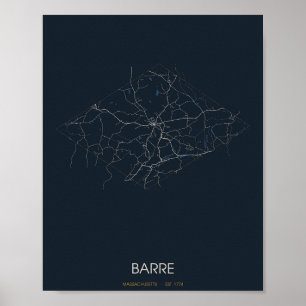 Carte de Barre Massachusetts Poster (Nuit)