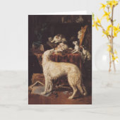 Carte de barzoï et de chats (Fleur jaune)