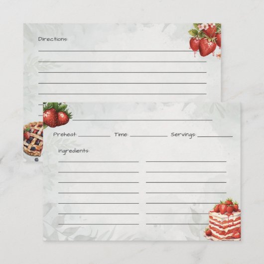 Carte de base à la crème de fraise (Devant / Derrière)