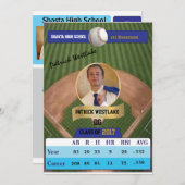 Carte de base-ball W/ Statistiques Invitations Gra (Devant / Derrière)