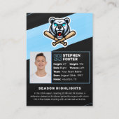 Carte de baseball à échanger bleue et noire, Carte (Dos)