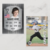 Carte de baseball de baseball de baseball de baseb (Devant / Derrière)