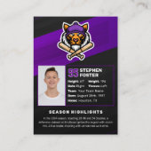 Carte de baseball de baseball violet et noir (Dos)