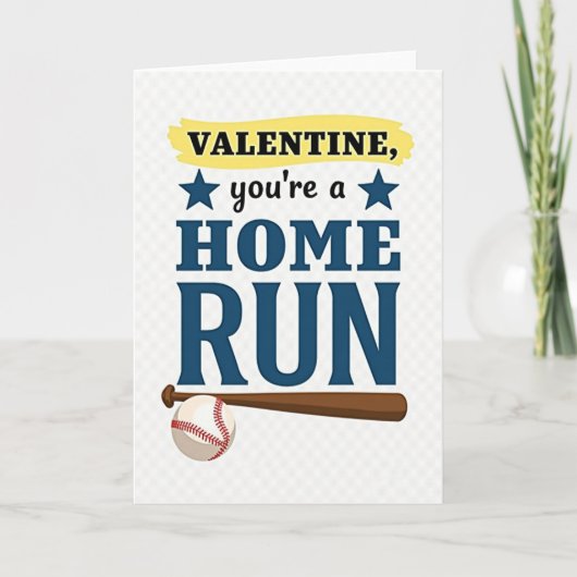 Carte de baseball de la Saint-Valentin Home Run (Devant)