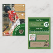 Carte de baseball Green Back - Statistiques person (Devant / Derrière)