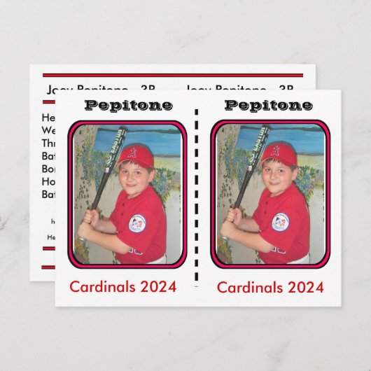 Carte de baseball personnalisable (Devant / Derrière)