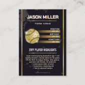 Carte de baseball personnalisée, Gold Player Card (Dos)