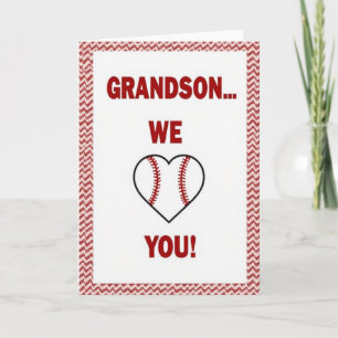 Carte de baseball 'Petit-fils, nous t'aimons'