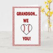 Carte de baseball 'Petit-fils, nous t'aimons' (Fleur jaune)