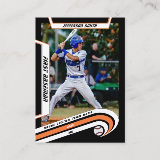 Carte de baseball Vive Orange Noir (Devant)