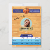 Carte de basket-ball W/ Statistiques Invitations G (Devant)