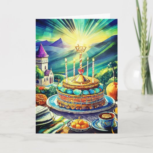 Carte de Bat Mitzvah, carte de vœux pliée 5" x 7" (Devant)